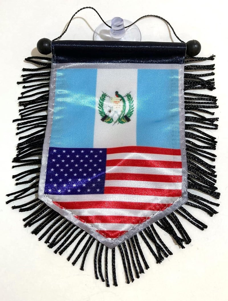 PRK 14 Guatemala American mini banner sports flag for car and home decoration door window wall small flag hanging decor accessories sticks to glass quick easy (Guatemala USA 01) - Image 1